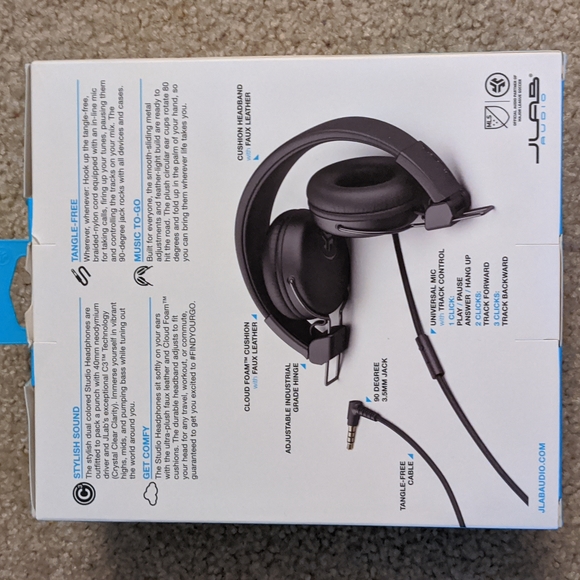 JLab Studio Wired On-Ear Headphones - Black - Picture 2 of 5